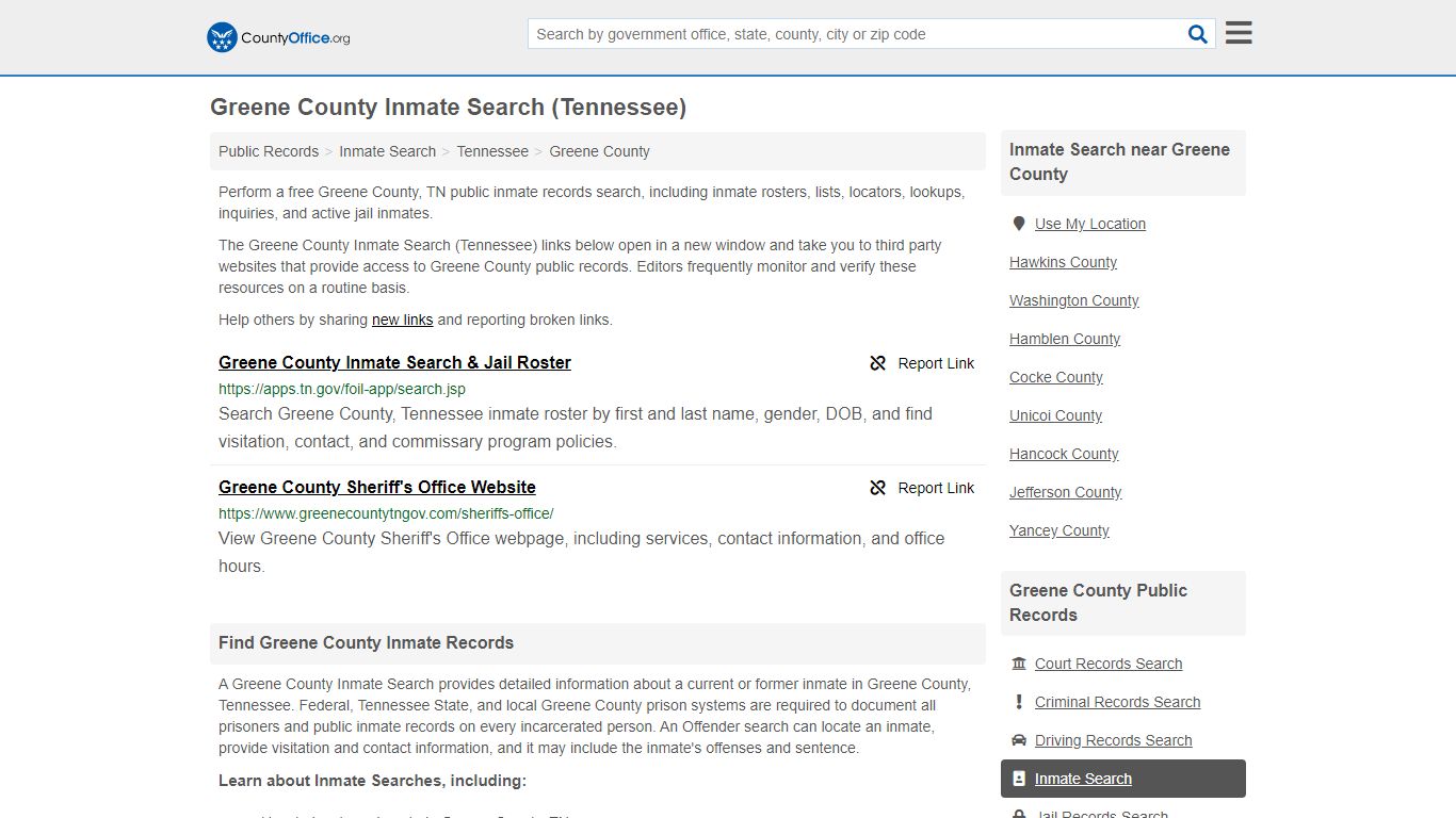 Inmate Search - Greene County, TN (Inmate Rosters & Locators)